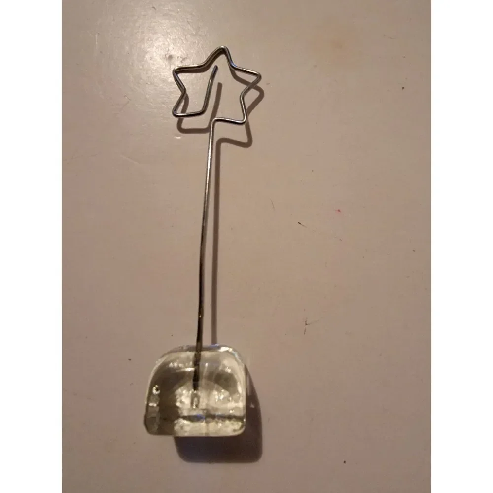 Clear & Silvertone Name Tag Card STAR Clip Holder